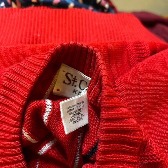 Vintage St Croix Red Sweater Mens XL Grandpa 3D Pullover Crewneck 90s Textured - Picture 5 of 6